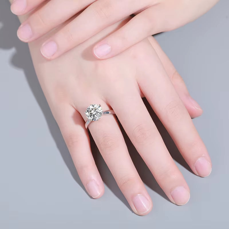 Captivating 0.5-5Ct 925 Sterling Silver Moissanite Ring - Elegant Wedding, Party, and Anniversary Jewelry for Women