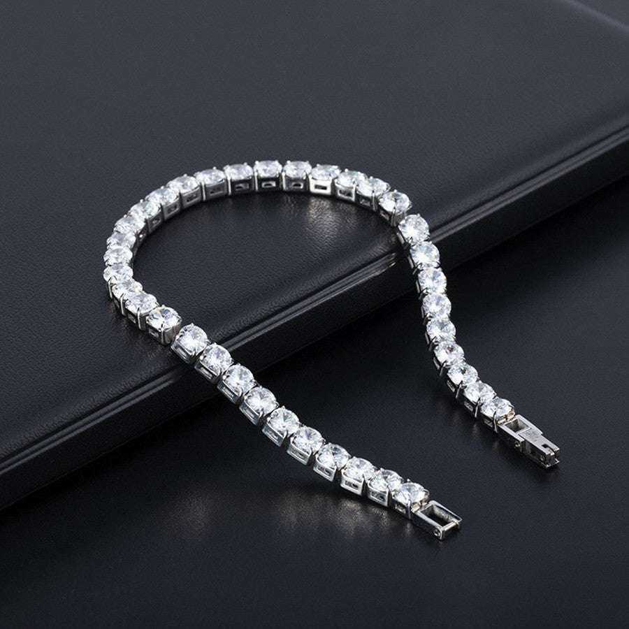 Exquisite S925 Sterling Silver Tennis Bracelet with Moissanite – Elevate Your Style with Timeless Hip-Hop Elegance