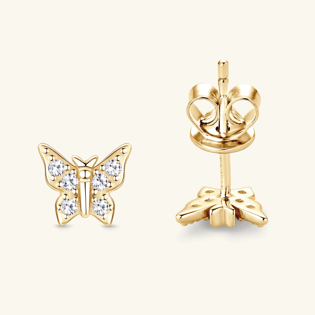 Sparkling 925 Silver Butterfly Moissanite Stud Earrings - Elegant Jewelry for Women, Perfect for Parties and Special Occasions