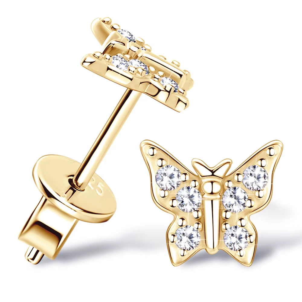 Sparkling 925 Silver Butterfly Moissanite Stud Earrings - Elegant Jewelry for Women, Perfect for Parties and Special Occasions